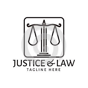 Line scall justice attorney law logo design template