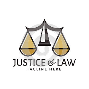 Line scall justice attorney law logo design template