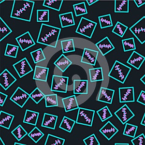 Line Scar with suture icon isolated seamless pattern on black background. Vector