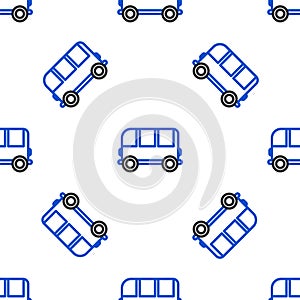 Line School Bus icon isolated seamless pattern on white background. Colorful outline concept. Vector