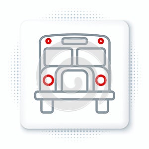 Line School Bus icon isolated on white background. Public transportation symbol. Colorful outline concept. Vector