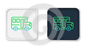 Line School Bus icon isolated on white background. Public transportation symbol. Colorful outline concept. Vector