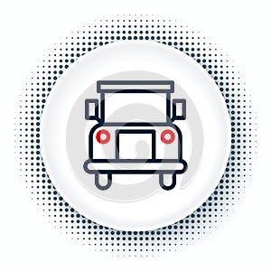 Line School Bus icon isolated on white background. Public transportation symbol. Colorful outline concept. Vector
