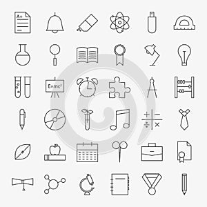 Line School and Education Icons Big Set