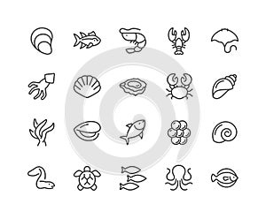 Line Sea Food Icons
