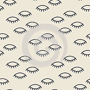 Line seamless monochrome eyelash pattern background eps10