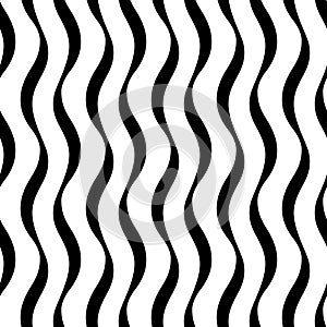 Line seamless pattern. Repeating black waves on white background design prints. Curves lattice. Repeated monochrome motive. Repeat