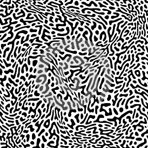 Line seamless pattern. Repeating brain pattern. Black turing shape isolated on white background. Repeated coral lines. Organic