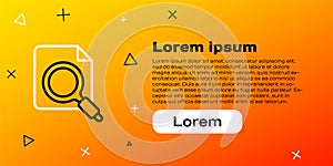 Line Search concept with folder icon isolated on yellow background. Magnifying glass and document. Data and information