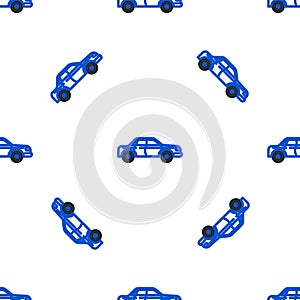 Line Sedan car icon isolated seamless pattern on white background. Colorful outline concept. Vector
