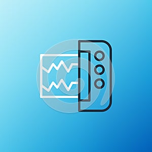 Line Seismograph icon isolated on blue background. Earthquake analog seismograph. Colorful outline concept. Vector