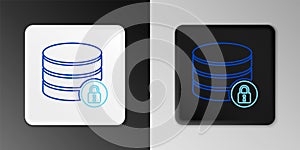 Line Server security with closed padlock icon isolated on grey background. Database and lock. Security, safety