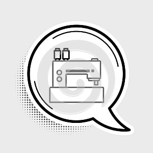 Line Sewing machine icon isolated on grey background. Colorful outline concept. Vector