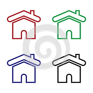 Line shape house icon set