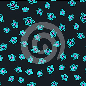 Line Sheep head icon isolated seamless pattern on black background. Animal symbol. Vector