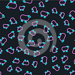 Line Sheep icon isolated seamless pattern on black background. Animal symbol. Vector