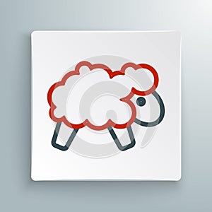 Line Sheep icon isolated on white background. Counting sheep to fall asleep. Colorful outline concept. Vector