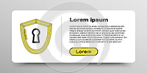 Line Shield with keyhole icon isolated on white background. Protection, security concept. Safety badge icon. Privacy