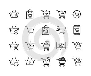 Line Shopping Cart Icons