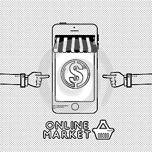 On line shopping and e-commerce concept