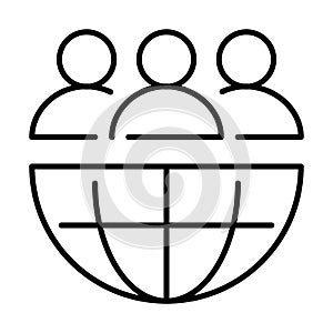Line simple outsourcing icon vector illustration. Freelance, remotely working, networking, teamwork