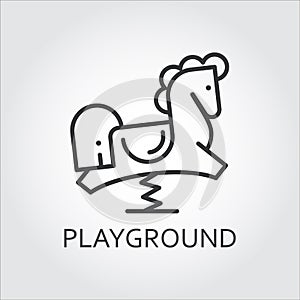 Line simplicity icon of childrens rocking horse. Playground concept