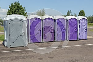 Line of Six Event Porta Potty Toilets