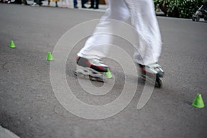 In-line skating slalom