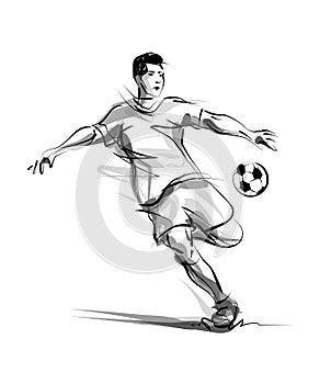 Vector line sketch footballer