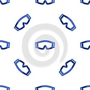 Line Ski goggles icon isolated seamless pattern on white background. Extreme sport. Sport equipment. Colorful outline