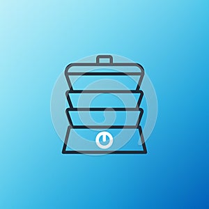 Line Slow cooker icon isolated on blue background. Electric pan. Colorful outline concept. Vector