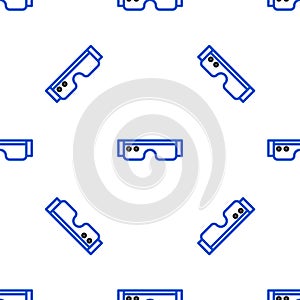 Line Smart glasses mounted on spectacles icon isolated seamless pattern on white background. Wearable electronics smart