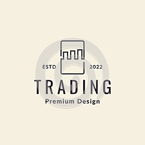 Line smart phone with trading chart logo design, vector graphic symbol icon illustration creative idea