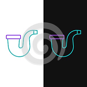 Line Smoking pipe with smoke icon isolated on white and black background. Tobacco pipe. Colorful outline concept. Vector