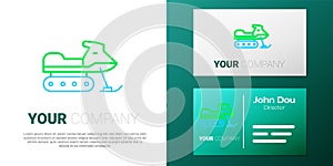 Line Snowmobile icon isolated on white background. Snowmobiling sign. Extreme sport. Colorful outline concept. Vector