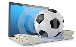 On Line Soccer Betting Concept.