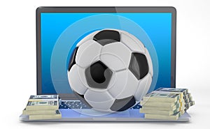 On Line Soccer Betting Concept.