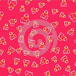 Line Socrates icon isolated seamless pattern on red background. Sokrat ancient greek Athenes ancient philosophy. Vector