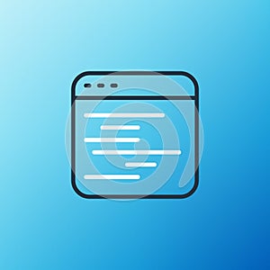 Line Software, web developer programming code icon isolated on blue background. Javascript computer script random parts