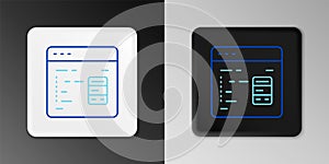 Line Software, web developer programming code icon isolated on grey background. Javascript computer script random parts