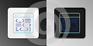 Line Software, web developer programming code icon isolated on grey background. Javascript computer script random parts