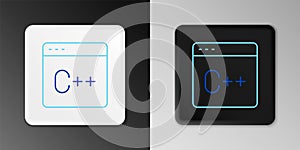 Line Software, web developer programming code icon isolated on grey background. Javascript computer script random parts