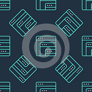 Line Software, web developer programming code icon isolated seamless pattern on black background. Javascript computer