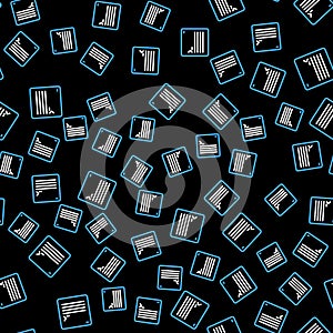 Line Software, web developer programming code icon isolated seamless pattern on black background. Javascript computer