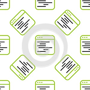 Line Software, web developer programming code icon isolated seamless pattern on white background. Javascript computer