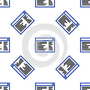 Line Software, web developer programming code icon isolated seamless pattern on white background. Javascript computer