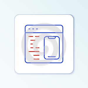 Line Software, web developer programming code icon isolated on white background. Javascript computer script random parts