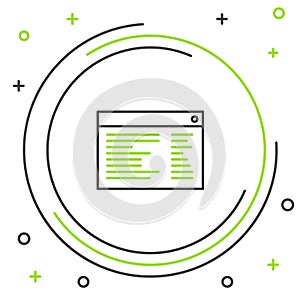 Line Software, web developer programming code icon isolated on white background. Javascript computer script random parts