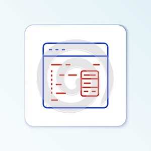 Line Software, web developer programming code icon isolated on white background. Javascript computer script random parts