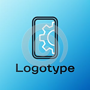 Line Software, web development, programming concept icon isolated on blue background. Programming language and program